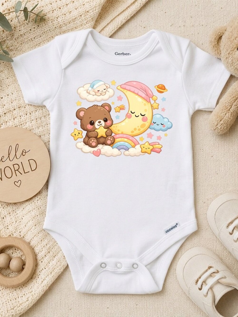 Custom Pooh Bear Design Gender-Neutral Baby Shower ONESIE®